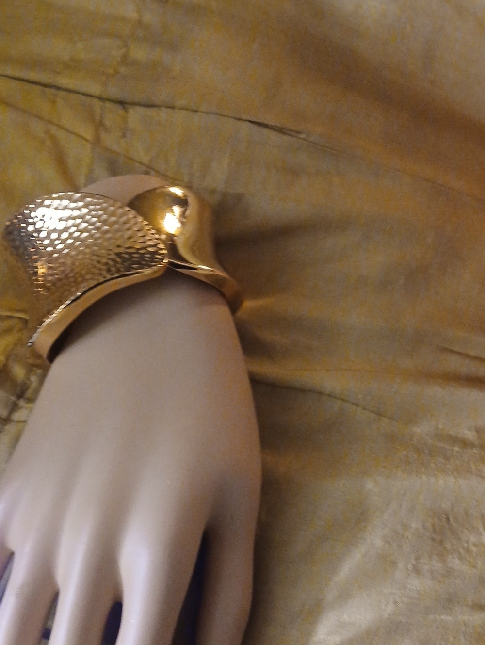 Gold Sculpted Cuff Bracelet - Women Jewelry Bracelets
